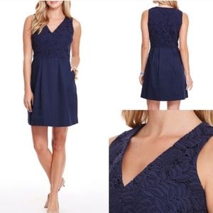 Vineyard Vines Navy Dress with Lace Bodice